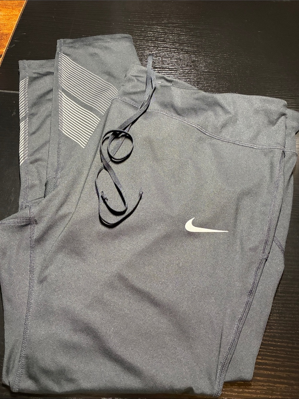 Nike Women's Black Leggings with White Swoosh